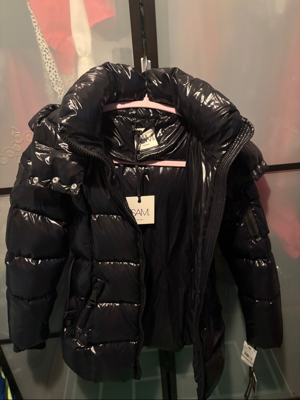 SAM Shiny Black Quilted Puffer Jacket